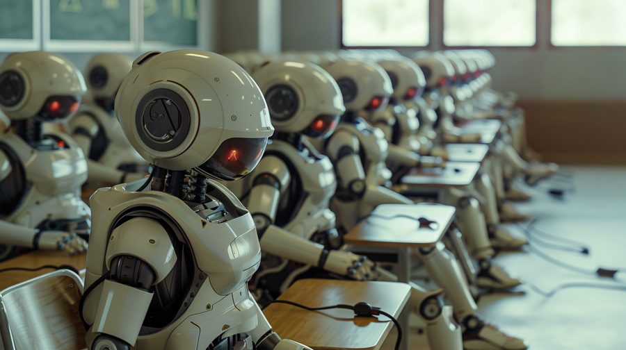 Machines learning together, illustrating federated model training